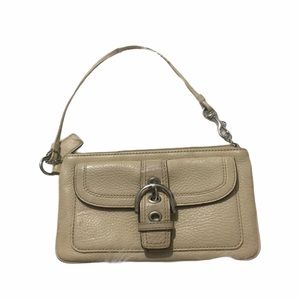 Coach small detachable tan clip zip up purse